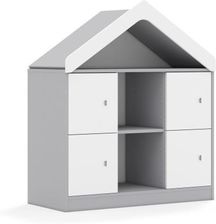 Entelo Regał Blox Base 110 2PP 4F1 z daszkiem 1049x466x1223 korpus szary/4x front biały