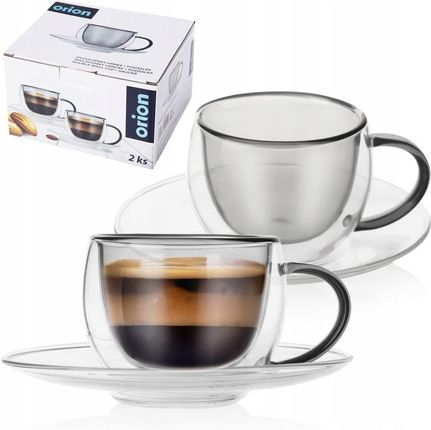 Orion Filiżanki Termiczne Ze Spodkiem Z Podwójną Ścianką Do Kawy Espresso Double 90Ml 2Szt. (Ori129493)