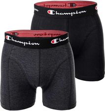 Zdjęcie Bokserki męskie Champion, 2-pak - bawełna, logo w pasie, jednokolorowe, czarne/szare w cętki 2XL - Krotoszyn
