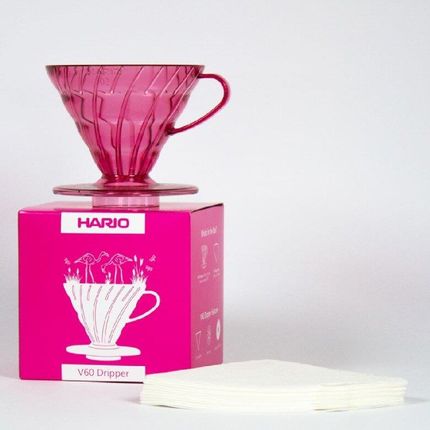 Hario Plastikowy Drip V60 02 Flamingo Pink Różowy - zdjęcie 2