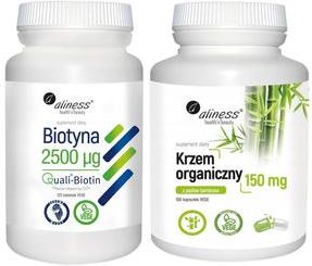 Aliness Biotyna 2500 mcg QualiBiotin 120tabl + Krzem Organiczny 150mg 100kaps