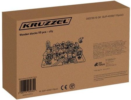 Klocki Miasto Drewniane Auta Zestaw + Puzzle Mata 115 Klocków Edukacyjne KRUZZEL - zdjęcie 4