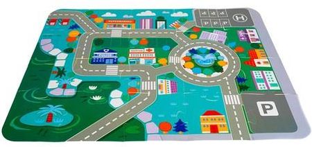 Klocki Miasto Drewniane Auta Zestaw + Puzzle Mata 115 Klocków Edukacyjne KRUZZEL - zdjęcie 3