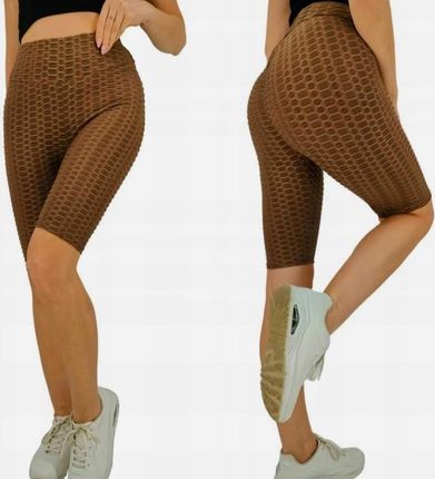 Miego Spodenki Push Up Karbowane Kolarki Legginsy Rozmiar L/XL Brązowe