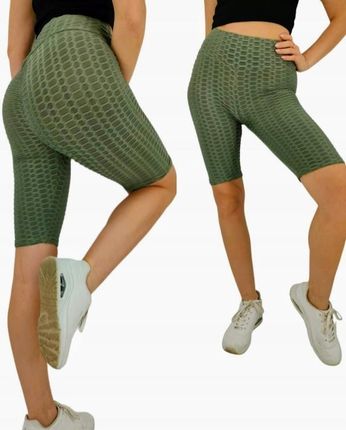 Miego Spodenki Push Up Karbowane Kolarki Legginsy Rozmiar L/XL Zielone