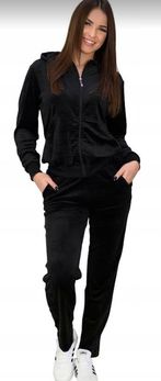 Liujuanshangpu)8787 Dresy Damskie Welurowe Komplet Czarny 2/3XL Duże
