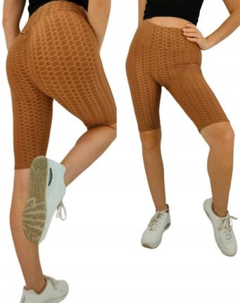 Miego Spodenki Push Up Karbowane Kolarki Legginsy Rozmiar S/M Brąz