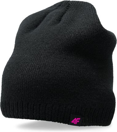 4F czapka damska zimowa beanie jersey F285, kolor: czarny