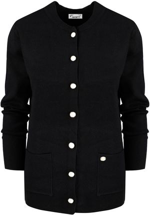 Klasyczny ciepły gruby krótki kardigan sweter EMILIA ozdobne guziki