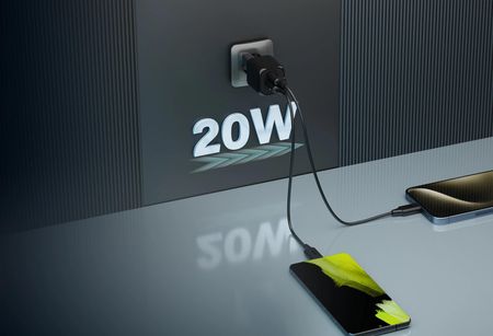 Ładowarka DEKO 20W NANO GaN Fast 1x USB-C 1x USB-A (Czarna) - zdjęcie 2