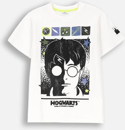 T-shirt z krótkim rękawem ecru z nadrukiem licencja HARRY POTTER