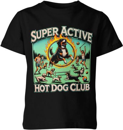 Super Active Hot Dog Club z psami Dziecięca koszulka (164, Czarny)