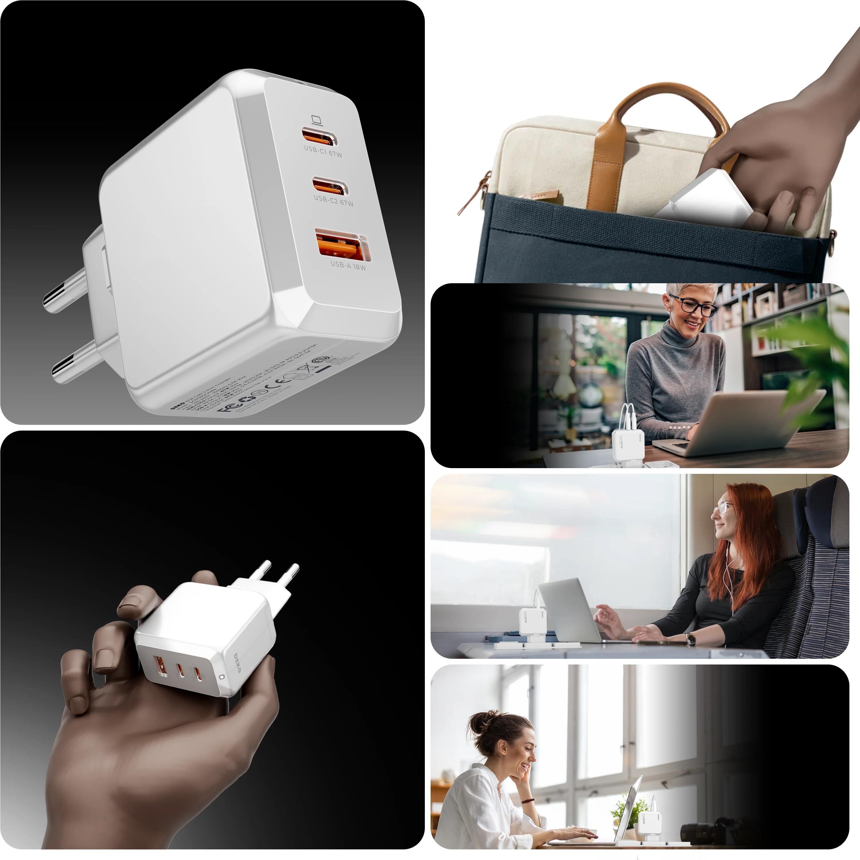 Ładowarka do telefonu Ładowarka DEKO 67W GaN Fast 2x USB-C