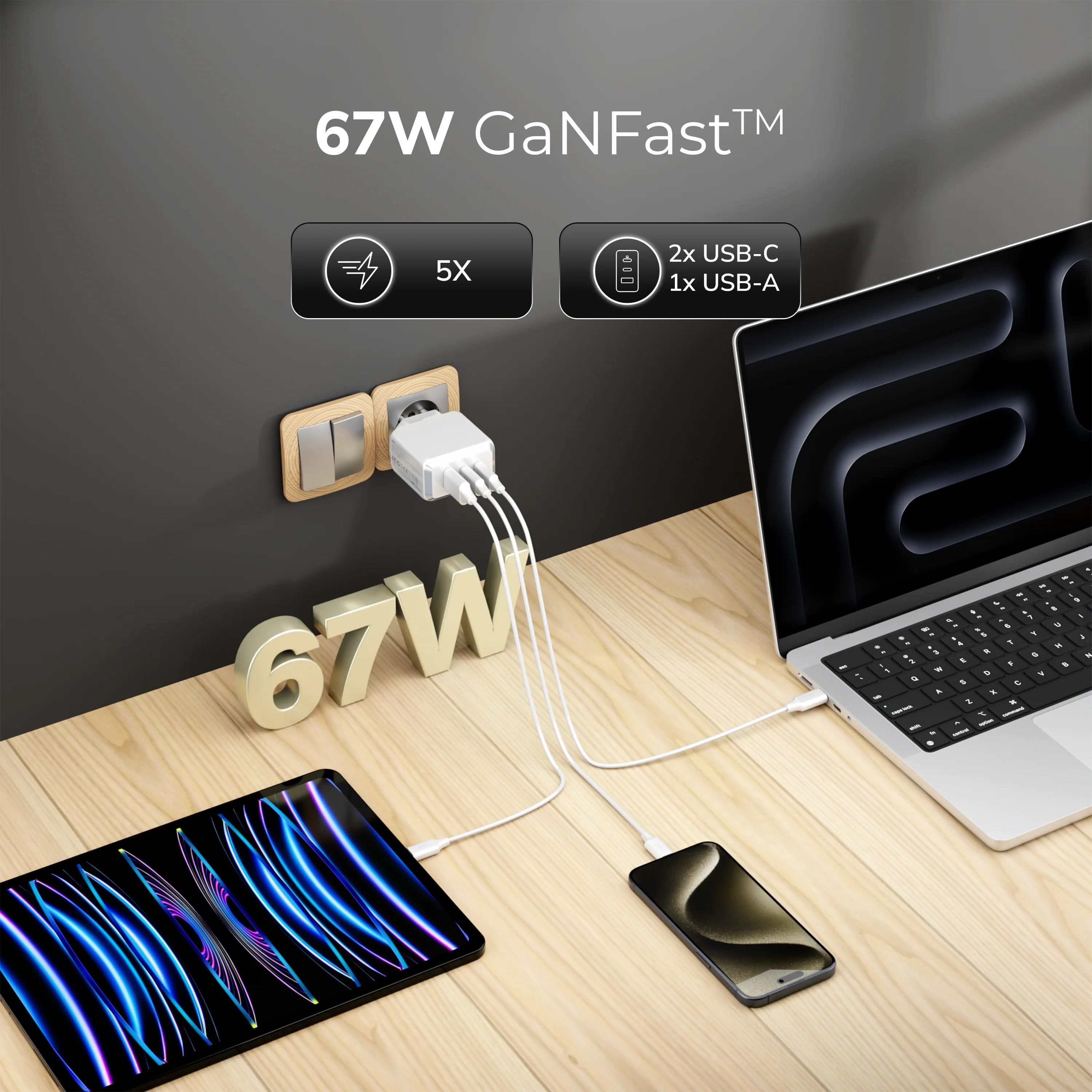 Ładowarka do telefonu Ładowarka DEKO 67W GaN Fast 2x USB-C
