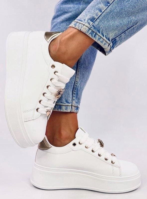 Sneakersy na platformie YARED WHITE/GOLD 40 - Ceny i opinie