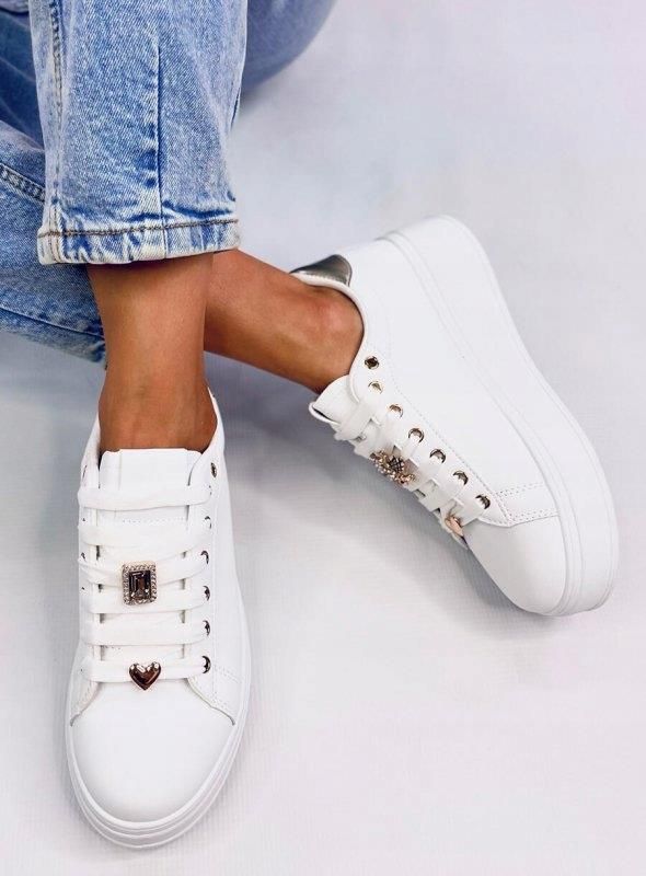 Sneakersy na platformie YARED WHITE/GOLD 40 - Ceny i opinie