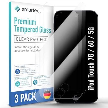 Smartect Szkło Hartowane [3 Sztuki, Clear] Dla Ipod Touch 7G / 6G / 5G, Szklana Ochrona Ekranu 9H, Ochraniacz Ekranu Bez Pęcherzyków, Bez Odcisków Pal