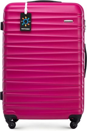 Duża walizka z ABS - u i identyfikator różowa