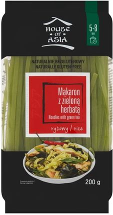 House Of Asia Makaron Ryżowy Z Tapioką I Zieloną Herbatą Bezglutenowy 5Mm 200g