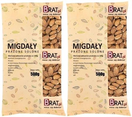 Brat.Pl Migdały Prażone Solone 1kg 2X500g