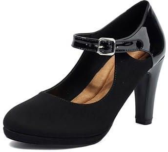 Escarpins Mary Jane à Talon Bloc 9 Cm - Nœud Papillon, Bout Rond - En Daim Végétalien - Style Rétro Chic