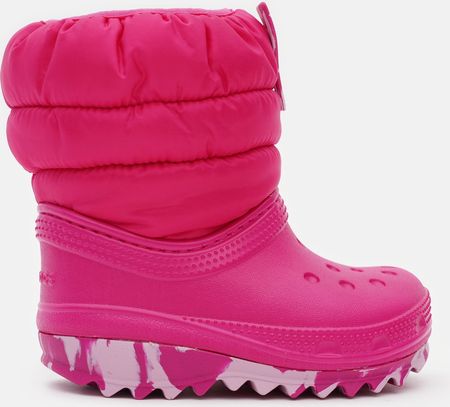 Crocs Śniegowce dziewczęce ocieplane Classic Neo Puff Boot K 207683 Różowe