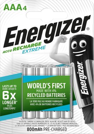 Akumulatorek niklowo-wodorkowy ENERGIZER EXTREME AAA 800mAh 4szt Energizer 7638900416879