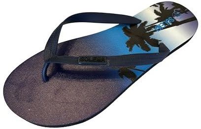 Solema Slip-on Beach Pool Modne klapki Japonki Sandały wsuwane Kapcie Buty, Męskie, Niebieskie Palmy, EU 44