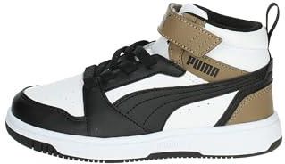 PUMA Rebound V6 Mid AC+ PS, Trampki Unisex-Dorosły, Biały Czarny Wojskowy, 29 EU