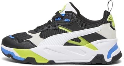 PUMA Trójca, Trampki unisex - dzieci i chłopców, Black White Lime Smash Green, 38.5 EU