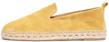 Fred Martin Collection, Męskie espadryle zamszowe z jutową podeszwą i skórzaną podszewką, Mustard Suede, 44 EU