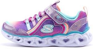 Skechers Dziewczęce trampki w kształcie serca Rainbow Lux, Fioletowa siatka Multi Sparkle Multi Trim, 34 EU