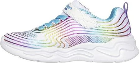 Skechers Sneakersy dziewczęce, białe tekstylne/wielokolorowe wykończenie, 35, Białe tkaniny Multi Trim, 35 EU