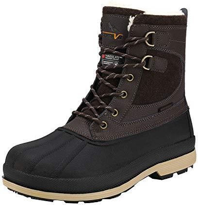 NORTIV 8 Męskie buty zimowe Snow Boots, Ciemny brąz, czarny, 43.5 EU