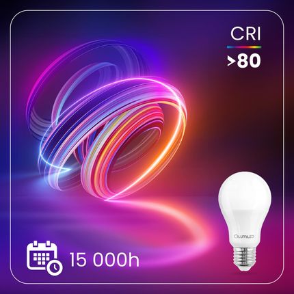 Żarówka LED E27 A60 9W = 60W 806lm RGBW Ściemnialna SMART LUMILED - zdjęcie 3