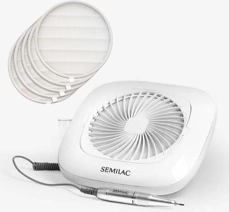 Semilac Frezarka do paznokci 2w1 No Dust 48 W + Zestaw filtrów do frezarki z pochłaniaczem pyłu (5 szt.)