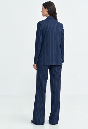 Marynarka oversize, dwurzędowa, prążek - granat - Z71 (kolor granat, rozmiar 40) - zdjęcie 2