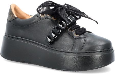 Sneakersy damskie ze skóry - TYMOTEO 2766 CZARNE
