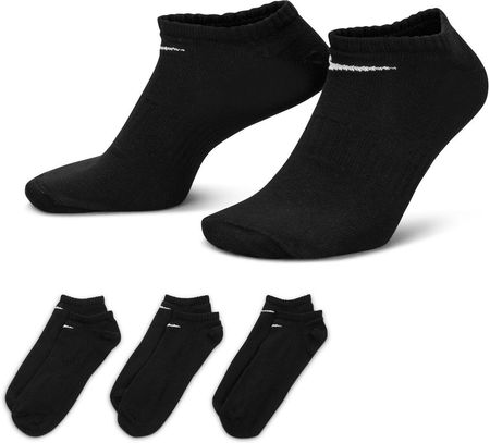 NIKE Unisex 3er Pack Sneaker Sportsocken - na co dzień, lekkie, bez pokazywania, einfarbig Schwarz 34-38