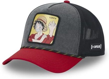 Czapka męska One Piece, Trucker Luffy, oryginalna czapka z daszkiem Manga Anime, Szary/Czerwony, rozmiar uniwersalny