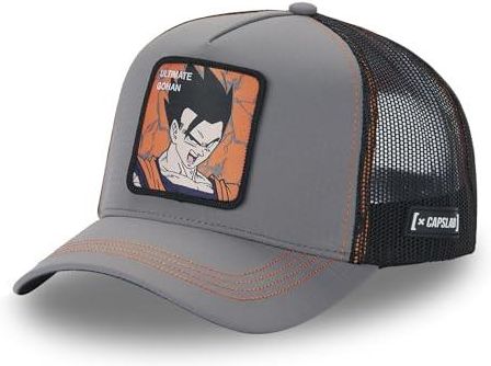 Dragon Ball Z czapka męska Trucker Gohan, oryginalna czapka z daszkiem Anime Manga, Szary/Pomarańczowy, rozmiar uniwersalny