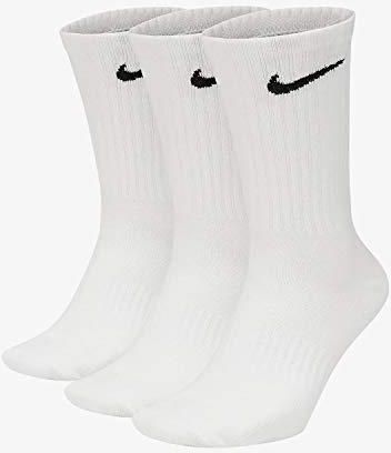 Nike Uniseks Everyday Cushioned Crew Skarpety, Biały/Czarny, S