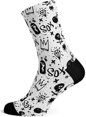 Sox Doodle White Crew Socks skarpety