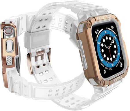 Hurtel Protect Strap Band Opaska Z Etui Do Apple Watch 7 6 5 4 3 2 Se 45 44 42Mm Obudowa Pancerny Pokrowiec Na Zegarek Różowy