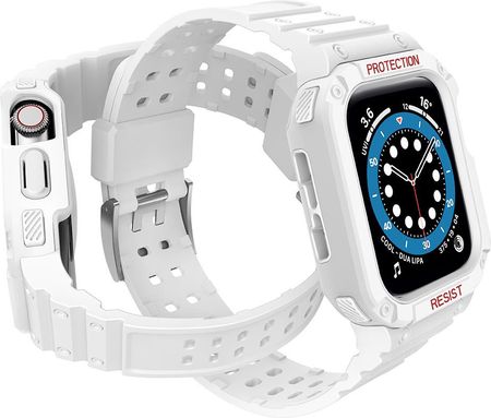 Hurtel Protect Strap Band Opaska Z Etui Do Apple Watch 7 6 5 4 3 2 Se Obudowa Pancerny Pokrowiec Na Zegarek Biały