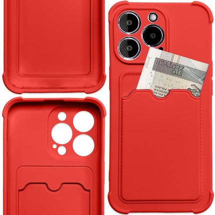 Hurtel Card Armor Case Etui Pokrowiec Do Xiaomi Redmi 10X 4G / Note 9 Portfel Na Kartę Silikonowe Pancerne Air Bag Czerwony