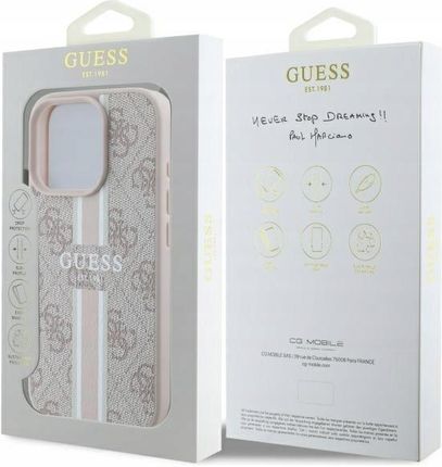 Guess Etui 4G Printed Stripes Magsafe Do Apple Iphone 16 Pro Max Różowy   - zdjęcie 2