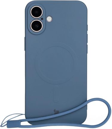 Bizon Silikonowe Etui Z Pierścieniem Magnetycznym Case Silicone Magnetic Do Iphone 16  Granatowe - zdjęcie 2