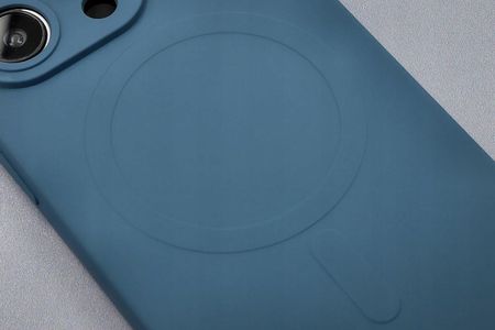 Bizon Silikonowe Etui Z Pierścieniem Magnetycznym Case Silicone Magnetic Do Iphone 16  Granatowe - zdjęcie 4