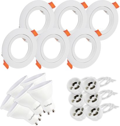 Lumiled 6x Oprawa Halogenowa Podtynkowa VENTUS  + 6x Żarówka LED GU10 Zimna 8W + 6x gniazdo